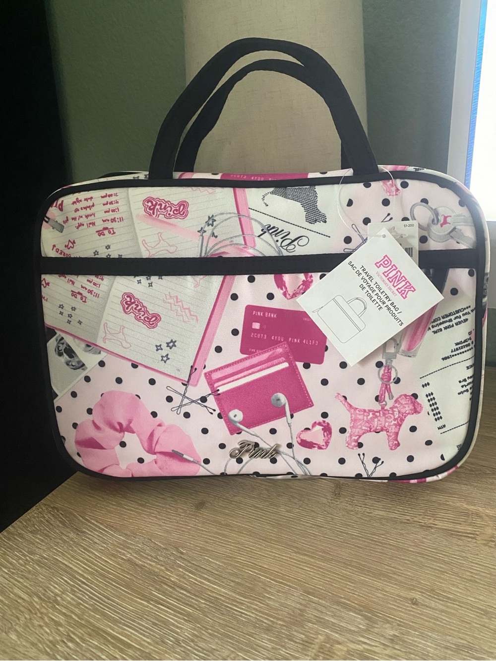 PINK Victoria's Secret Pink Polka Dot Cosmetic/Laptop Carry Case
